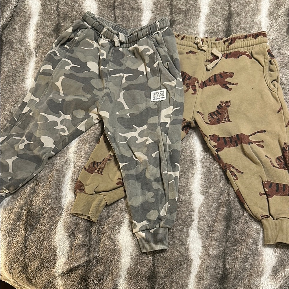 Zara Kids Camouflage and Animal Print Joggers